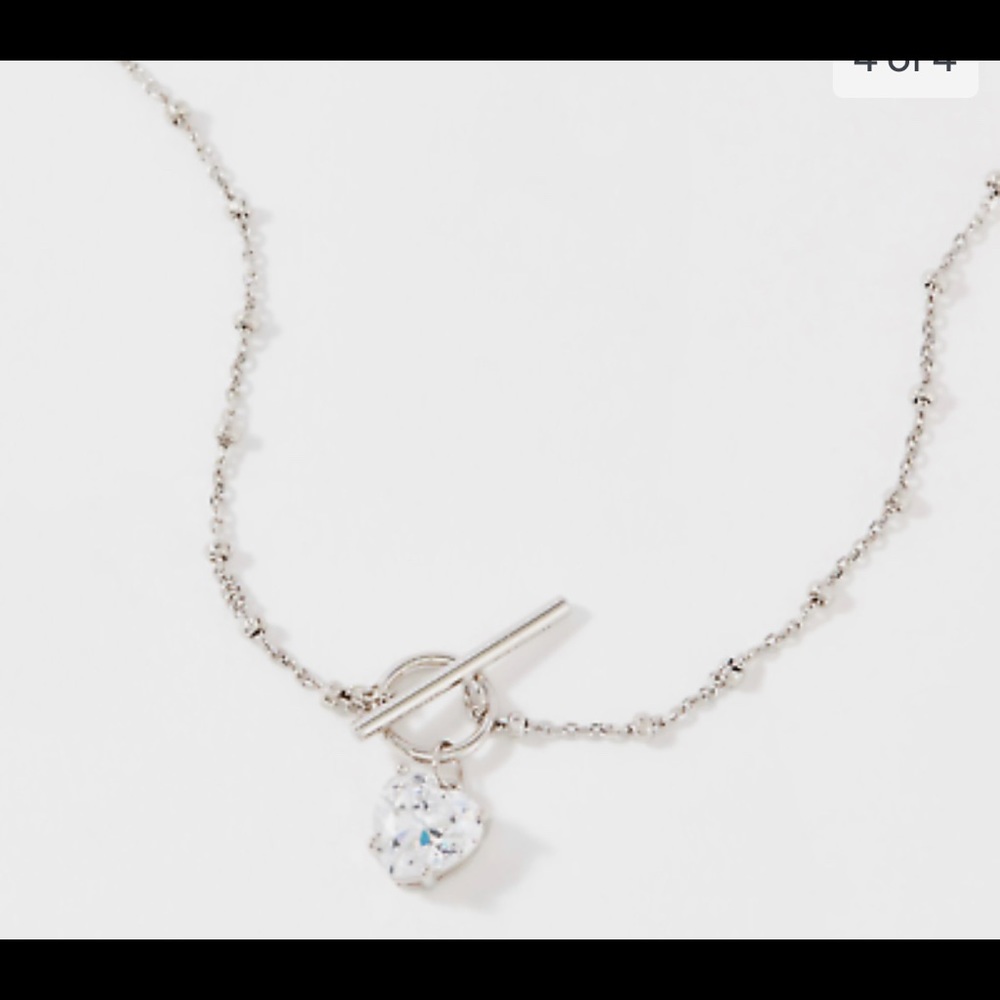 Diamonique 100 facet 18” toggle heart necklace